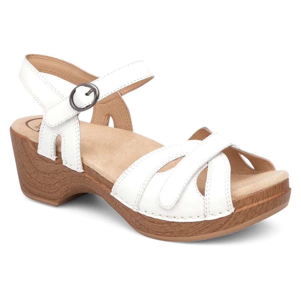 Dansko Season White Full Grain Heeled Sandals Women 39 - Picture 2 of 10